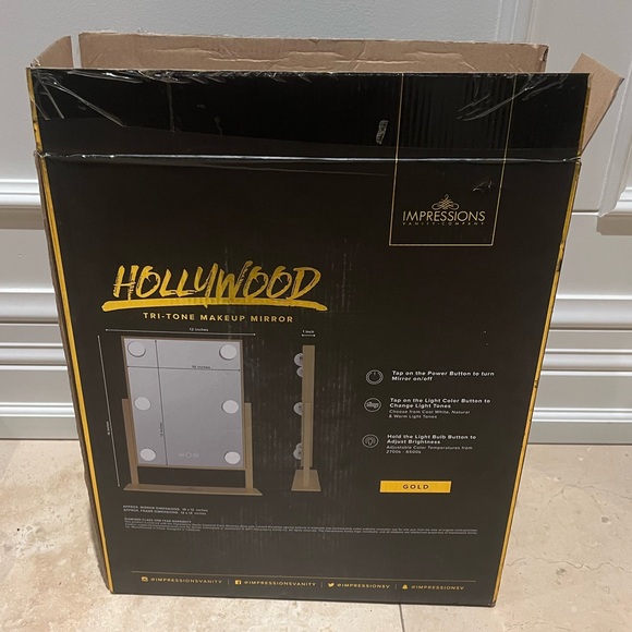 IMPRESSIONS VANITY Hollywood Tri-Tone Makeup Mirror Swivel Soft Touch Bronze - Picture 2 of 16